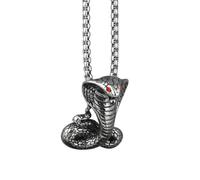 Caiduoduo Retro Personality Red Eye Cobra Pendant Necklace Is Suitable for Men Punk Domineering Rock Hip Hop Jewelry