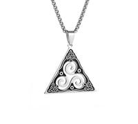 Caiduoduo Stainless Steel Spiral Pendant Witch Celtic Knot Triskele Witchcraft Supernatural Protection Necklace for Women Amulet Jewelry