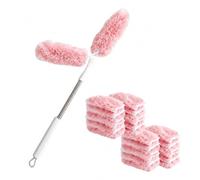 CAIEJSAEN 360° Duster and 25 Refills Microfiber Duster Refills with 210 cm Telescopic Disposable Magnetic Dusting Remover Brush Starter Kit for Cleaning High Ceiling Fan Window Blinds Cobweb (Pink)