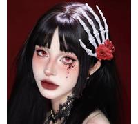 Caiguoer Gothic Skeleton Hand Red Rose Floral Hair Clip Halloween Accessories Halloween Headdress for Women