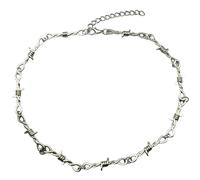 Caiguoer Punk Thorns Necklace Silvery Barbed Wire Necklace Irregular Metal Goth Jewellery for Men (A)