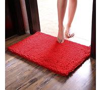 CAIHONG Bath Rug Original TPR Chenille Luxury Bathroom Rug Mat (80 X 50 cm), Extra Soft and Absorbent Shaggy Rugs, Machine Wash/Dry, Perfect Plush Carpet Mats for Tub, Shower and Bath Room - Red