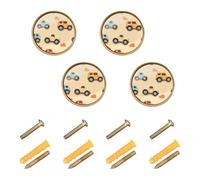 Caihoyu 4 Pack Cabinet Door Knobs 1.26" Wall Knobs for Hanging for Kitchen Rainbow Monsters Truck Car Terracotta