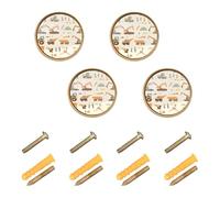 Caihoyu 4 Pack Furniture Handles and Knobs 1.26 Inch Vintage Control Knob for Cupboards Construction Scene Dam Construction Bulldozer