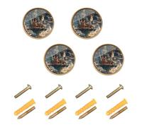 Caihoyu 4 Pack Hardware for Cabinets and Drawers 1 26"(32mm) Wall Knobs for Hanging Door and Drawer Celebrating Independence Day