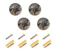 Caihoyu 4 Pack Hardware for Cabinets and Drawers 1 26"(32mm) Wall Knobs for Hanging Door and Drawer Celebrating Independence Day