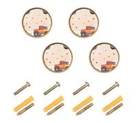 Caihoyu 4 Pack Round Cabinet Knobs 1.26"(32mm) Modern Knobs for Wardrobe Rainbow Monsters Truck Car Terracotta