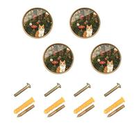 Caihoyu 4PCS Knobs for Dresser 1.26 Inch Cabinet Knobs Gold for Cupboards Sturdy Manx Cats A River