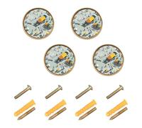 Caihoyu 4PCS Round Knobs 1.26" Kitchen Drawer Knobs for Cupboards Construction Scene Concrete Mixer Truck Bulldozer