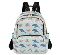Caihoyu Backpack 2 Large Main Pockets Sea Critters Whales Dolphins S, Sea Critters Whales Dolphins, S, Casual