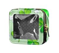 Caihoyu Beautiful Stylish Transparent Green Clover Makeup Bag for St. Patrick's Day Small Leather Toiletry Bag Organizer Fly Bags, Multi, 1 Size, Colorful, Multicolor.,One Size, Colorful,