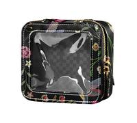 Caihoyu Beautiful Travel Bag Exotic Embroidered Flowers Transparent Travel Bag Leather Toiletry Bag Organizer Bags for Travel, Multi, 1 Size, Colorful, Multicolor.,One Size, Colorful, Multicoloured.,