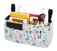 Caihoyu Bedside Caddies Hanging Bag Organizer for Bedside Shelf and Bunk Bed Shelf Cute Mermaids Marine