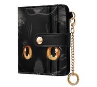 Caihoyu Black Simple Honest Cats Women's Compact Folding Wallet Fancy PU Leather for Men Women Travel