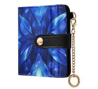 Caihoyu Blue Gems Women's Folding Wallet With Card Slots Portable PU Leather for Men Women Travel