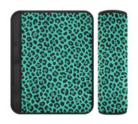 Caihoyu Car Seat Belt Cover Two Pack 2 Sizes M Teal Leopard Cheetah