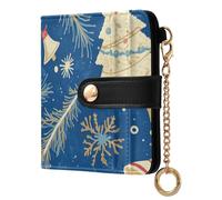 Caihoyu Christmas Blue Elements Women's Folding Wallet For Women Unique Everyday PU Leather for Woman Girl