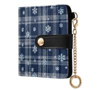 Caihoyu Crystal Snowflake Plaid Women's Minimalist Folding Wallet Portable Everyday PU Leather for Women Boys Girls
