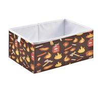Caihoyu Cube Storage Bins Foldable Cloth Storage Organizer Baskets for Home Organization 11.02x11.02x11.02in Fire Extinguisher Crossed-out Cigarette Icons and A Flames Pattern