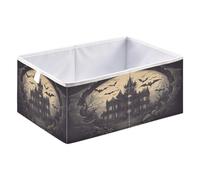 Caihoyu Cube Storage Bins Foldable Cube Organizer Bins Kids Room Organization 11.02x11.02x11.02in Old Haunted Mansion Surrounded by Bats