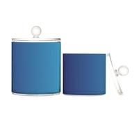 Caihoyu Dark Blue Gradient Clear Plastic Storage Container with lid Pantry Essentials Decorative Dental Floss Storage Jar for Cotton Swabs,Cotton Pad2 Pack