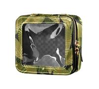 Caihoyu Elegant Travel Bag with Gold Exotic Leaves Pattern Clear Cosmetic Makeup Bag for Flying Multi, 1 Size, Colorful, multi-coloured, 1 size, Colorful