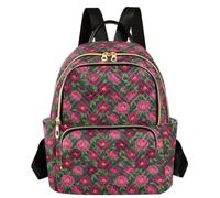 Caihoyu Fashion Backpack 2 Large Main Pockets Dark Green Blush Peony S, Dark Green Blush Peony, M, Casual