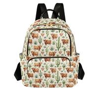 Caihoyu Fashion Backpack 2 Large Main Pockets Highland Cow Cactus Desert S, Highland Cow Cactus Desert, S, Casual