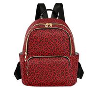 Caihoyu Fashion Backpack 3 Zipper Pockets Red Leopard Spots S, Red Leopard Spots, M, Casual