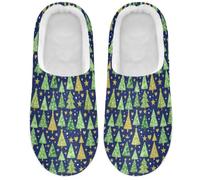 Caihoyu Fuzzy House Shoes Lightweight US W6-7/M4-5 Magical Star Heart Pine | Quick Outdoor Errands Unisex Household Warm Winter Chr for Christmas Halloween