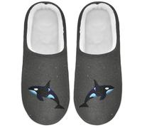 Caihoyu Fuzzy Slippers Soft Backless Cute Trendy Orca Killer Whale, Cute