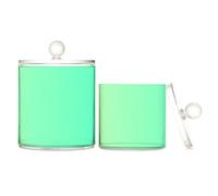 Caihoyu Gradient Dark Green Clear Plastic Makeup Organizer Storage with lid Dresser Essentials Decorative Dental Floss Storage Jar for Cotton Swabs,Cotton Pad2 Pack