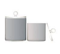 Caihoyu Grey Gradient Clear Plastic Storage Organizer with lid Pantry Essentials Decorative Dental Floss Storage Jar for Cotton Swabs,Cotton Pad2 Pack