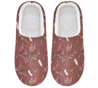 Caihoyu House Slippers Lightweight US W14-15/M12-13 Red Bird Butterfly | Indoor Household Outdoor for Men Women Adults Warm Winter Christmas Halloween