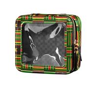 Caihoyu Kente African Cloth Fabric Ethnic Transparent Makeup Bag Small Travel Cosmetic Bag Portable Makeup Organizer for Women, Multi, 1 Size, Colorful, Multicolor.,One Size, Colorful, Multicoloured.,