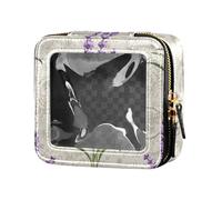 Caihoyu Lavender Floral Pattern Makeup Bag Vintage Transparent Small Travel Bag Waterproof Toiletry Bag Cosmetic Organizer for Flying, Multi, 1 Size, Colorful, multi-coloured, 1 size, Colorful