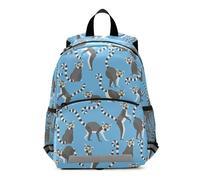 Caihoyu Lemurs Madagascar Blue Pattern backpack for kids boys kindergarten chest clip book bags for 3-4 year old mochilitas para ni?os, Multicolor, M, Cartoon