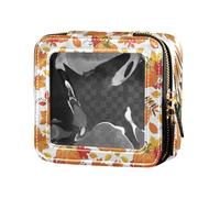 Caihoyu Mini Toiletry Bag with Maple Leaves and Yellow Pumpkin, Transparent, with Zip, 1 Size, Colorful, Multicolor., One Size, Colorful, Multicoloured., One size, Colorful