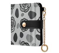 Caihoyu Monochrome Rose Ladies Premium Foldable Wallet Portable PU Leather for Men Women Travel
