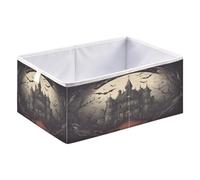 Caihoyu Open Home Storage Bins Foldable Cloth Storage Organizer Baskets for Toys Books Shelves Closets 11.02x11.02x11.02in Old Haunted Mansion Surrounded by Bats