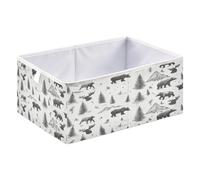 Caihoyu Open Home Storage Bins Foldable Fabric Storage Boxes for Organization Shelf Basket for Shelves 11.02x11.02x11.02in Bears Moose and Pine Trees in The Woods