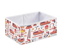 Caihoyu Open Home Storage Bins Foldable Organizer Basket for Home Organization 15.75x10.63x6.96in Firefighter Elements Pattern