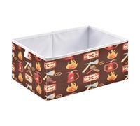 Caihoyu Open Home Storage Bins Foldable Organizer Basket for Office Shelf Clothes Decor 11.02x11.02x11.02in Fire Extinguisher Crossed-out Cigarette Icons and A Flames Pattern