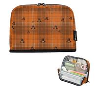 Caihoyu Pencil Bag Large Capacity Makeup pouching Multi-Slot Desk Organizer for Man College Pilgrim Hat Plaid