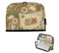 Caihoyu Pencil Bag Large Capacity Makeup Soft Stationery Case for Adolescentes Cosmetics Vintage Exploration Pattern