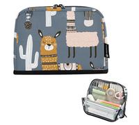 Caihoyu Pencil Box Case Large Capacity Pen Multi-Slot Multi-Purpose Bag for Teen Girls School Must Haves Cute Llamas & Cactus