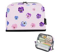 Caihoyu Pencil Case Organizer Large Capacity Makeup Bag With Compartment Stationery for Boys Preppy School Pansy Pattern