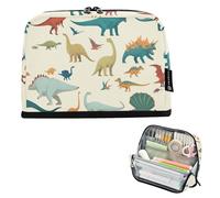 Caihoyu Pencil Cases Large Capacity Makeup Pouches Wide Opening Stationery Storage for Teens School Supplies Colorful Dinosaurs
