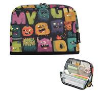 Caihoyu Pencil Holder Case Large Capacity Makeup Bags Sturdy Multi-Purpose Bag for Man Travel Funny Monsters