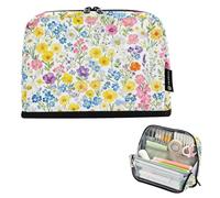 Caihoyu Pencil Holder Large Capacity Makeup Pouches High Coin pouching for Kids School Must Haves Mixed Wildflower Pattern